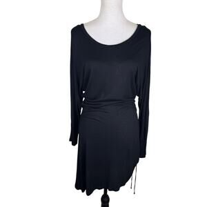 White House Black Market WHBM Lightweight Black Long Sleeve T-Shirt Mini Dress